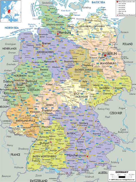 Detailed Political Map of Germany - Ezilon Maps