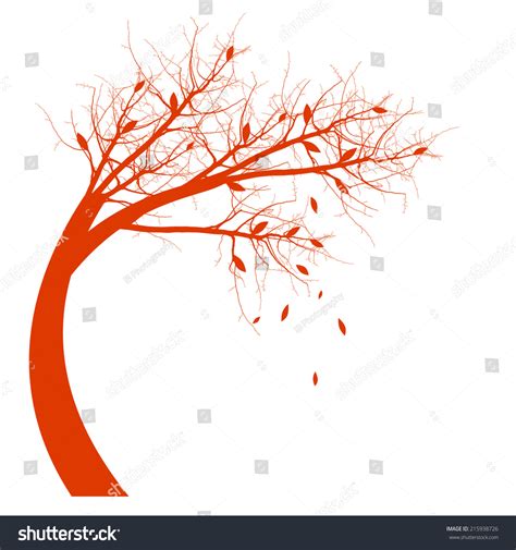 Autumn Tree Silhouette Isolated On White Stock Vector (Royalty Free ...