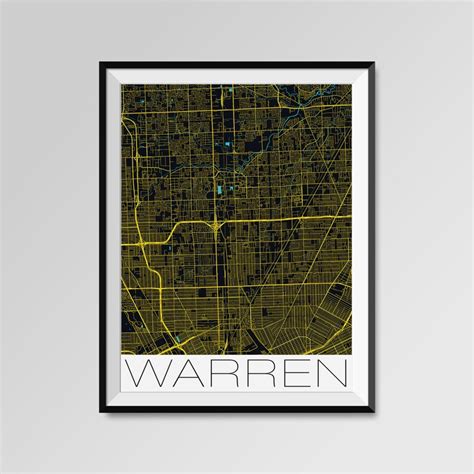 WARREN Michigan Map Warren City Map Print Warren Map Poster | Etsy