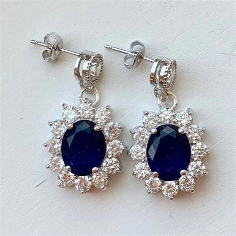 Sapphire & Diamond Oval Drop Earrings - Kate Middleton Earrings - Kate ...