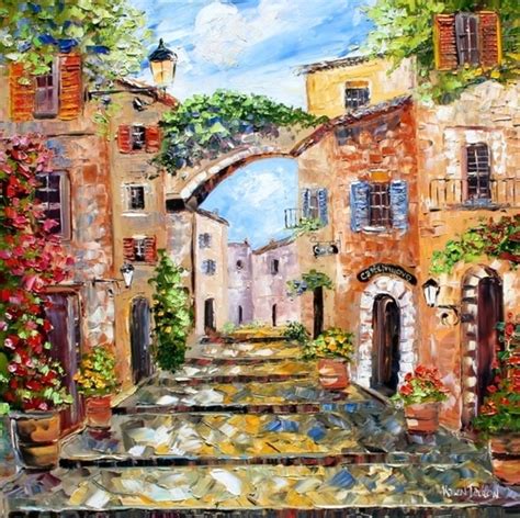 Contemporary Painting - "Tuscan Village" (Original Art from Karens Fine ...