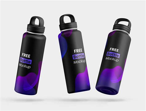 Free Metallic Water Bottle Mockup | Mockuptree