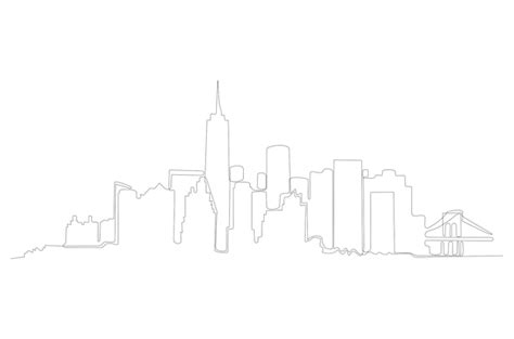 Premium Vector | Continuous line drawing of a city skyline and building vector illustration ...