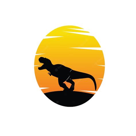 Premium Vector | Silhouette of dinosaur in black with sunset