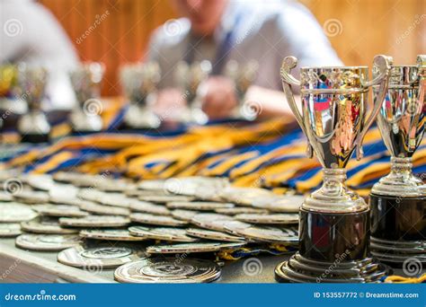 Sports Medals and Trophies, Victory and Prizes Stock Photo - Image of ...