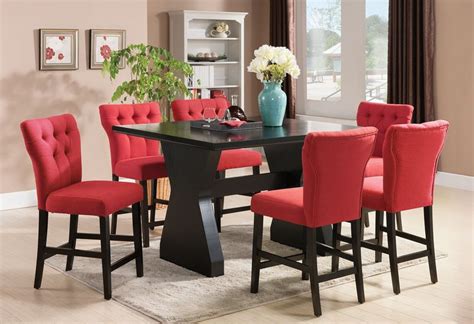 Dallas Designer Furniture | Effie Counter Height Dining Room Set in Red