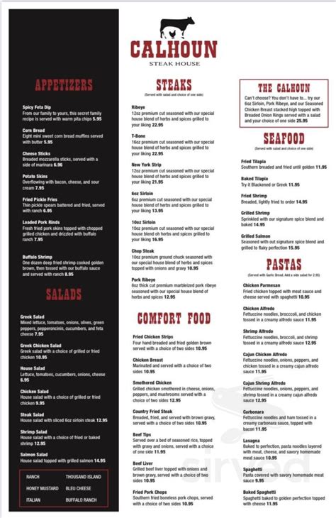 Calhoun Steakhouse menus in Jacksonville, Alabama, United States