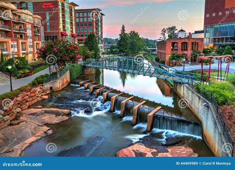 Greenville South Carolina Near Falls Park River Walk At Nigth ...