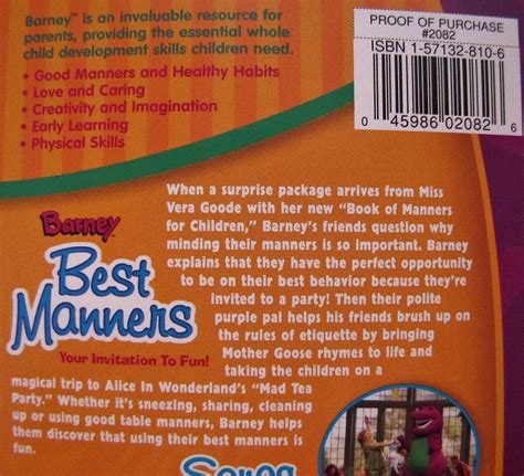 Barney BEST MANNERS Your Invitation To Fun VHS VIDEO | eBay