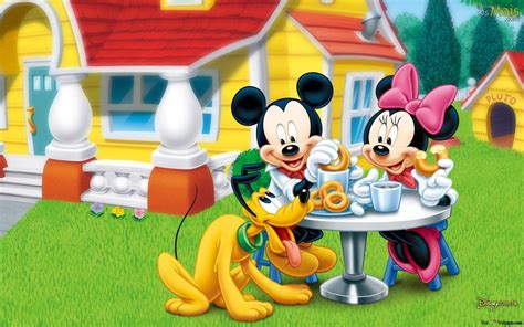 Disney mickey mouse, minnie mouse, and pluto 2K wallpaper download