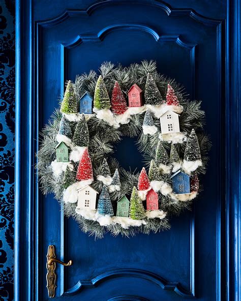 Classic Christmas Wreath with Houses | Neiman Marcus | Christmas wreaths, Christmas decorations ...