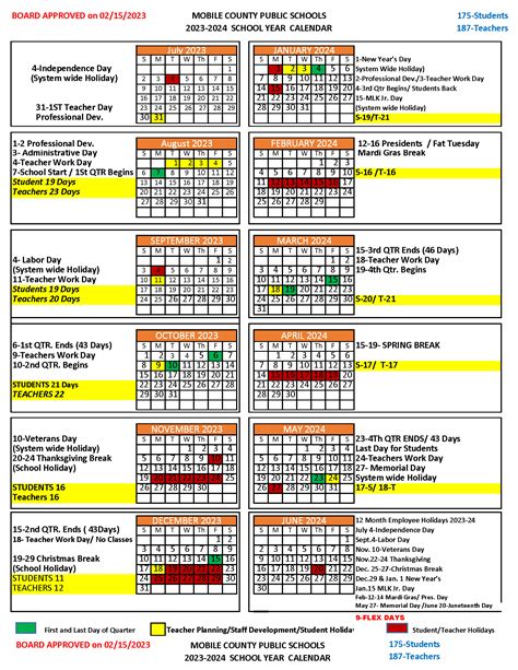 Mobile County Public Schools Calendar 2024-2025 in PDF