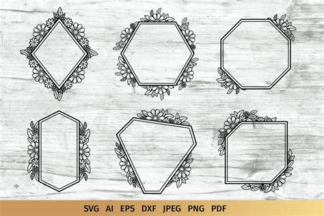 Floral Geometric Frames SVG | Monogram Frame SVG