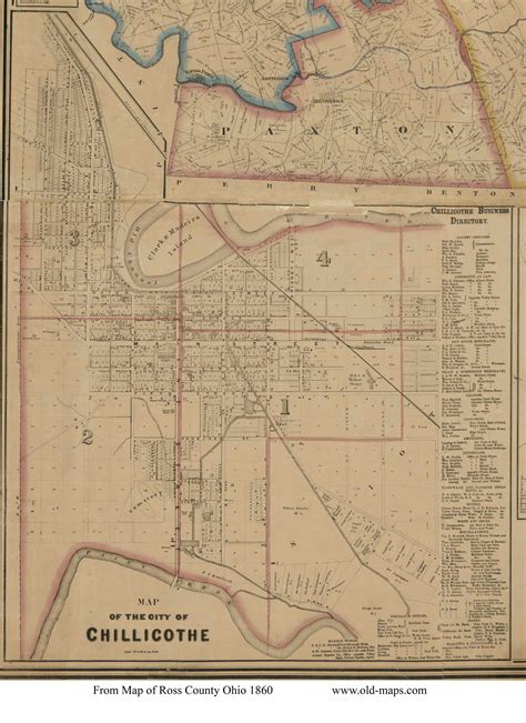 City of Chillicothe - Ross Co., Ohio 1860 Old Town Map Custom Print - Ross Co. - OLD MAPS