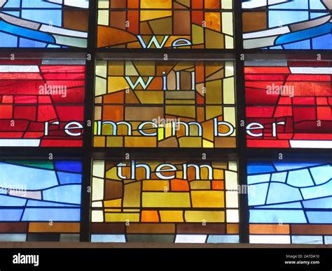 The centre of the stained glass window in the Regimental Chapel of ...