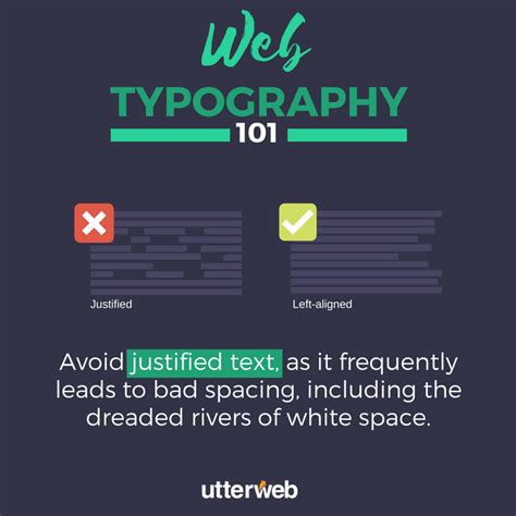 Justified Text vs. Left/Right Aligned Text. Instead of justified text, either align text to the ...