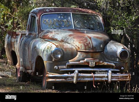 Rusting car wreck (Standard Vanguard Pickup). Victoria, Australia Stock ...