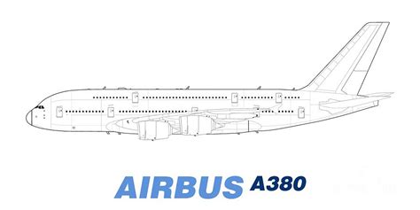 Airbus A380 Line Drawing Drawing by Steve H Clark Photography