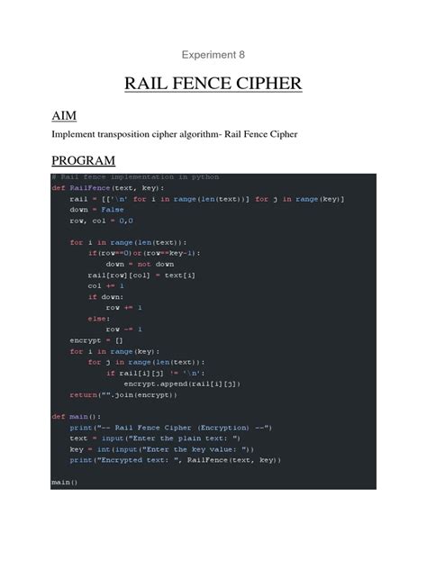 Rail Fence Cipher | PDF