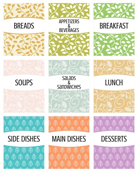 Printable Cookbook Divider Pages - Printable Templates