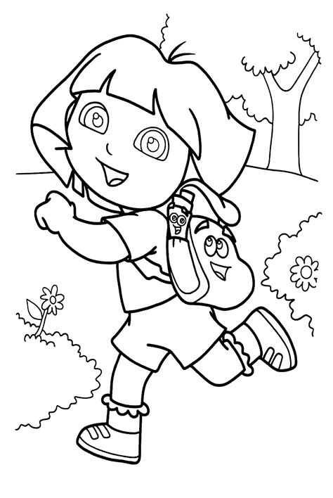 Dora On First Day Of School Coloring Page - Free Printable Coloring Pages