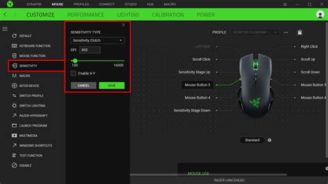 How to enable the Cycle Up or Down Sensitivity Stages feature on a Razer mouse