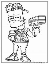 Bart Simpson Coloring Pages Homer Gangster Simpsons Rapper Gangsta  sketch template