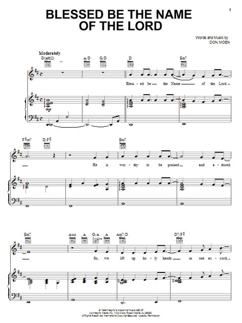 Don Moen "Blessed Be The Name Of The Lord" Sheet Music Notes | Download ...