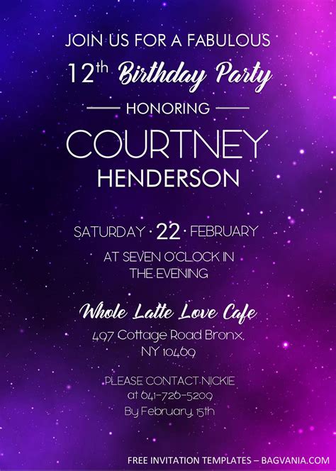 Galaxy Birthday Invitation Templates - Editable With MS Word | Birthday invitation templates ...