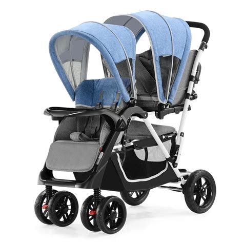 Double Strollers for Twins Babies Folding Baby Pram Double Umbrella Car Front and Rear Lie Down ...