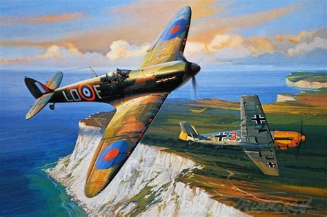 Dogfight over the White cliffs | Aviation art, Fighter planes art ...