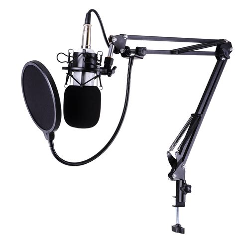 Condenser Microphone Kit Studio Pop Filter Boom Scissor Arm Stand Shock Mount | eBay