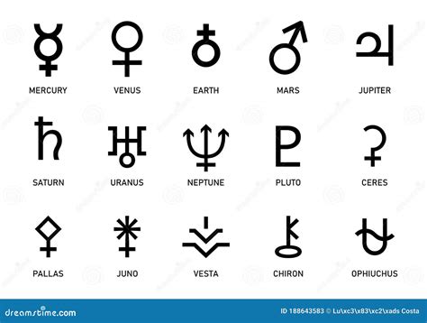 Set of planets symbols stock illustration. Illustration of symbol - 188643583