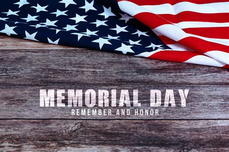 Memorial Day With American Flag On Wooden Background Stock Photo - Download Image Now - iStock