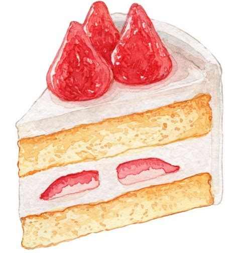 Premium Vector | Strawberry shortcake watercolor illustration | Desserts drawing, Food art ...