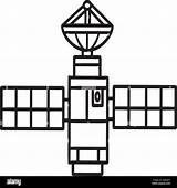 Space Satellite Isolated Coloring Page For Kids Stock Vector Image  sketch template