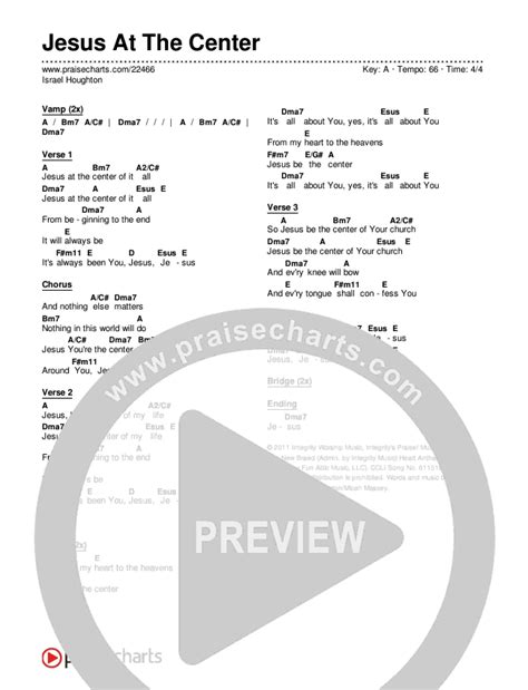 Jesus At The Center Chords PDF (Israel Houghton) - PraiseCharts