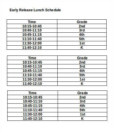 Employee Lunch Break Schedule Template - Best Template Ideas