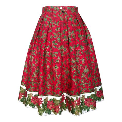 Red Christmas Skirt Christmas Tree Skirt Pleated Skirt Midi | Etsy UK