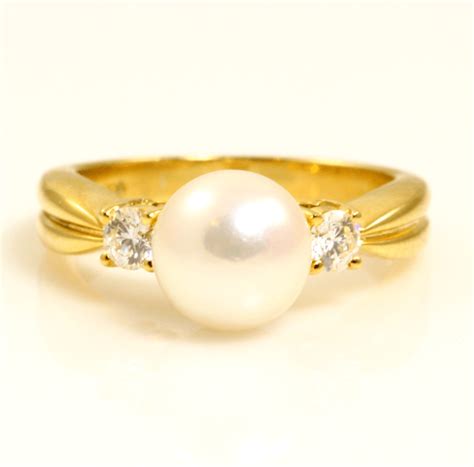 18k Yellow Gold 8 mm Pearl & Diamond Fine Fashion Ring | Powers Jewelry Designers Milwaukee ...