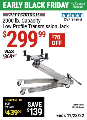 PITTSBURGH AUTOMOTIVE 2000 lbs. Low-Profile Transmission Jack for $299.99 – Harbor Freight Coupons