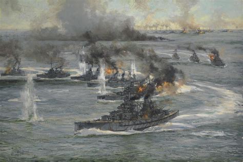 The Battle of Jutland, painting by Montague Dawson [3200x2142] : r/BattlePaintings