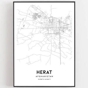 Herat Map Print Herat Map Poster Wall Art Herat City Map | Etsy