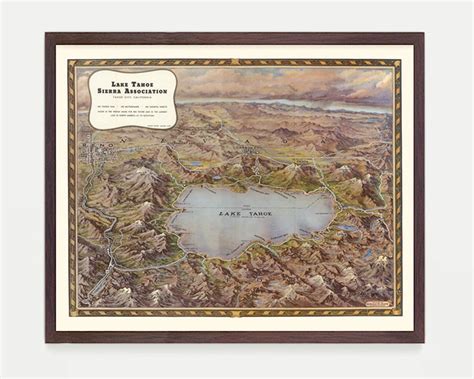 Lake Tahoe Map, Lake Tahoe Art, Lake Tahoe Wall Art, Antique Map ...