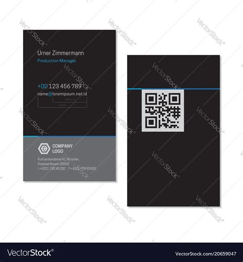 Black elegant name card template with qr code Vector Image