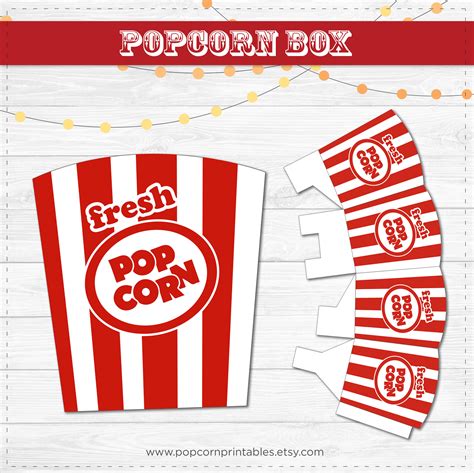 Popcorn Box Printable Instant Download PDF Carnival Popcorn - Etsy UK