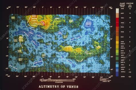 Topographic map of the surface of Venus - Stock Image - R334/0009 ...