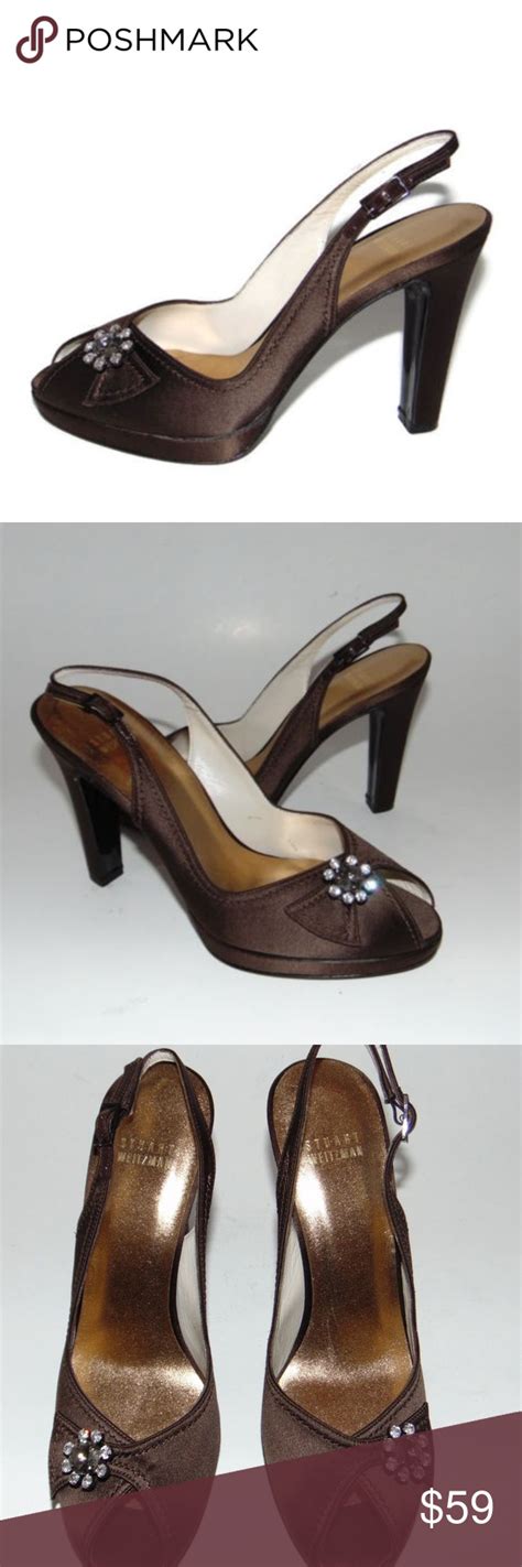 STUART WEITZMAN Brown Satin Slingback Pumps | Slingback, Slingback pump, Shoes women heels