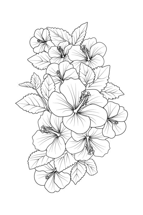 vector hibiscus flower. hibiscus flower drawing easy, sketch easy hibiscus flower drawing, easy ...