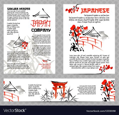 Banners or posters set with asia landscapes Vector Image